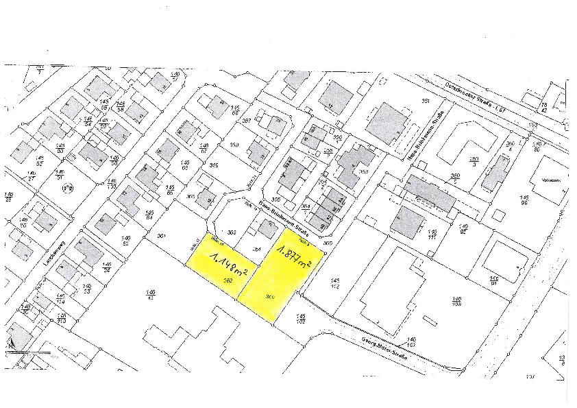 Lageplan der freien Grundstücke mit Größen