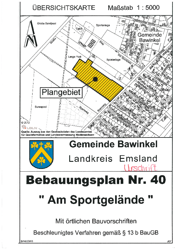 Gebietsplan vom Baugebiet B-Plan NR. 40